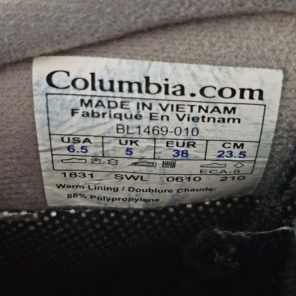 Columbia Omni-Heat 200g Waterproof Winter Snow Boots Black Pink Womens 6.5